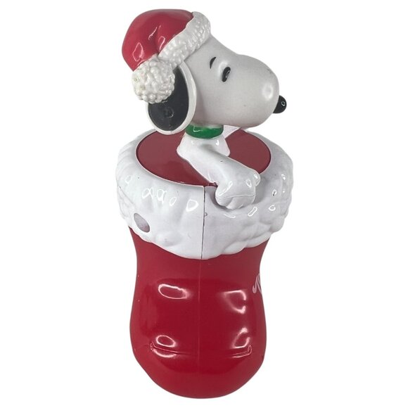 3 Whitmans Peanuts Snoopy Christmas Stocking Figurines Candy Holders Red Green - Picture 6 of 13